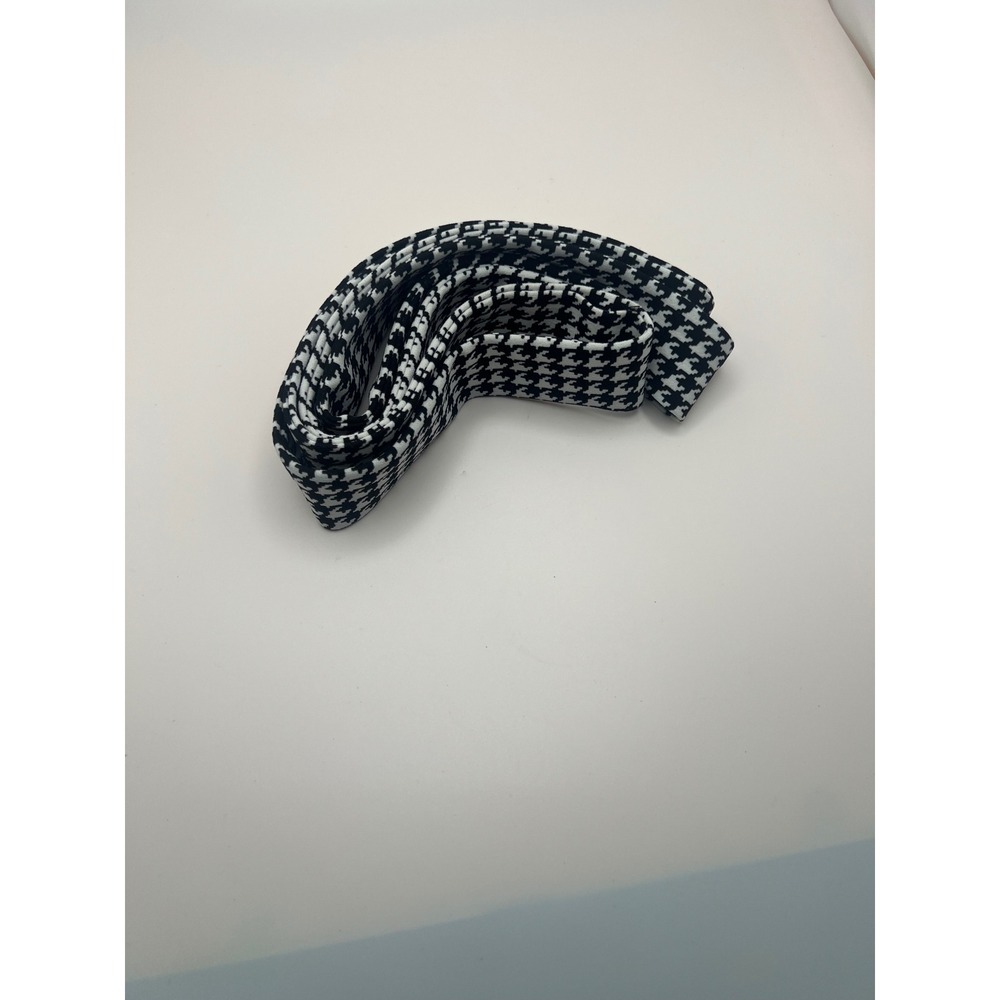 Black and White Houndstooth Fabric Sash Belt Pointed Ends Accessory
